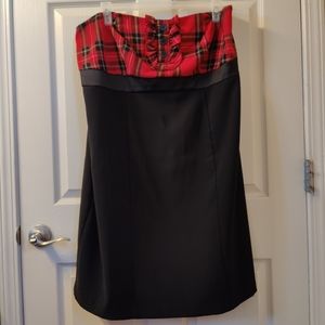Torrid vintage strapless business/formal dress (black/red plaid)
